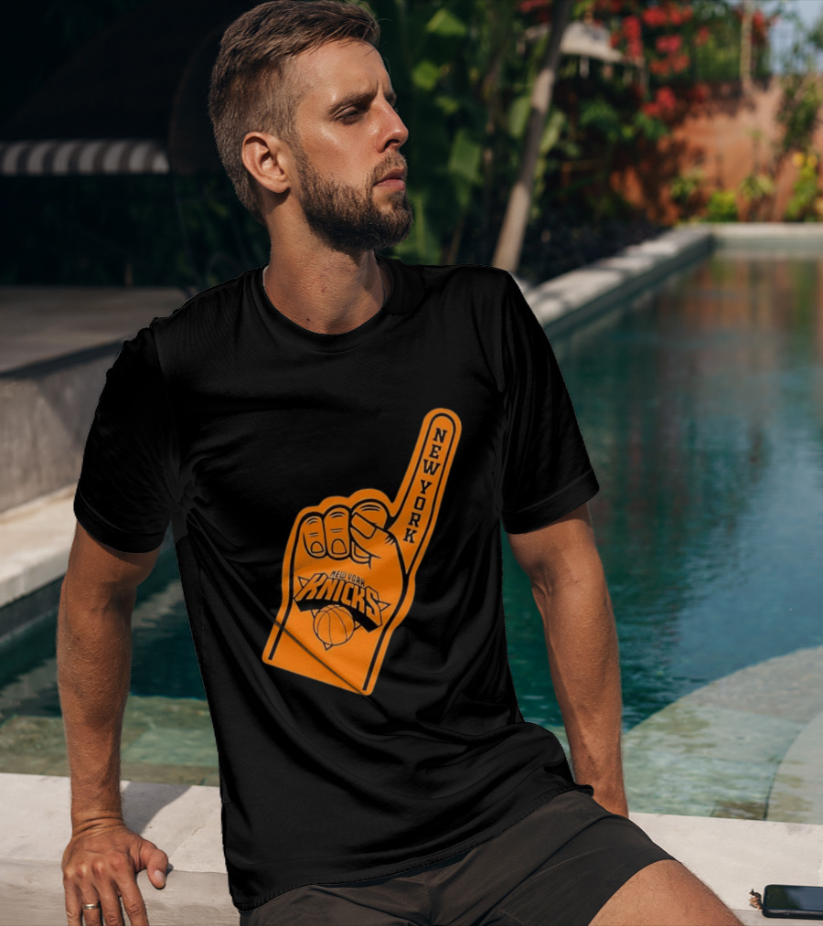 New York Knicks Foam Finger Basketball Fan Gear T-Shirt