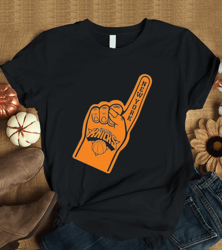 New York Knicks Foam Finger Basketball Fan Gear T-Shirt