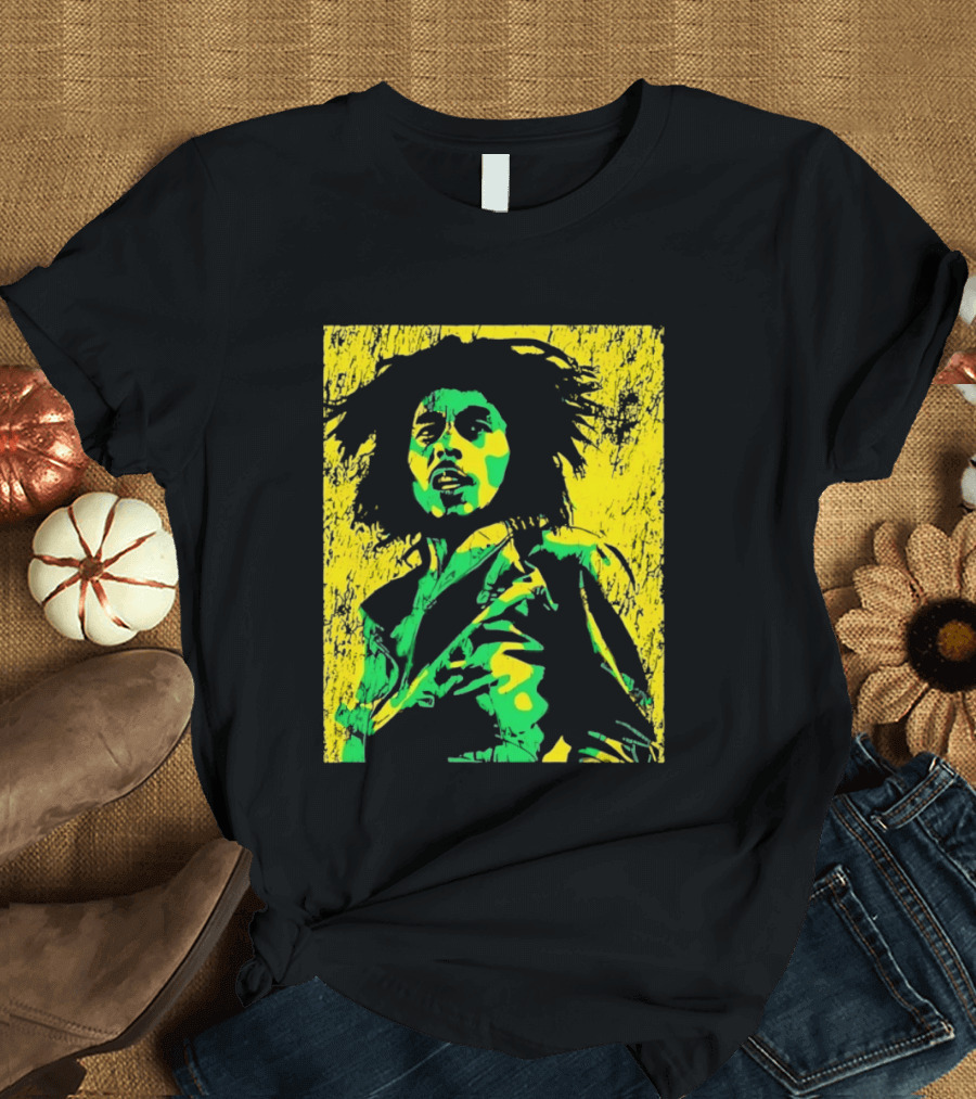 Bob Marley One Love Reggae Art Green Yellow T-Shirt