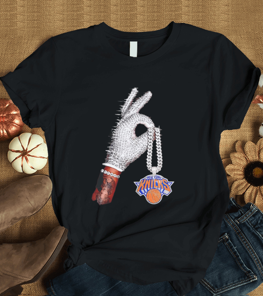 New York Knicks Iceman Glove Chain Basketball Fashion T-Shirt