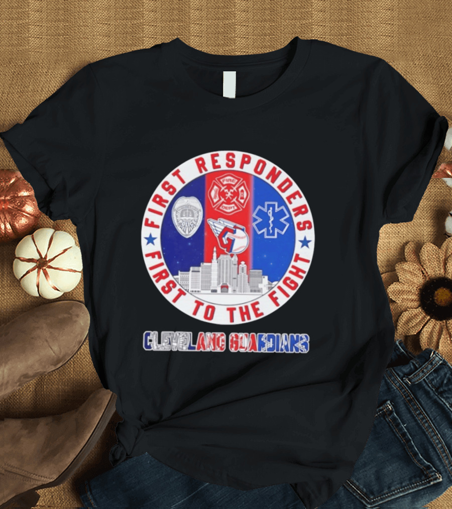 Cleveland Guardians First Responders First To The Fight Police Fire Medical Cityscape T-Shirt