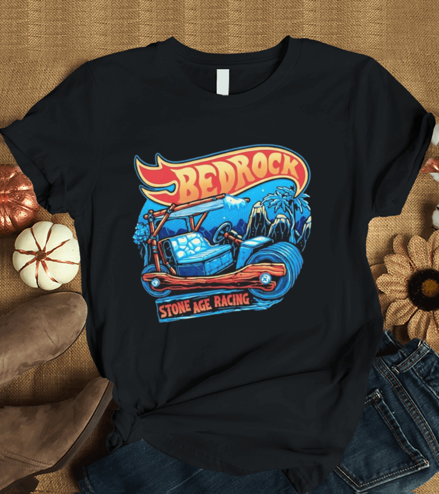 Bedrock Stone Age Racing Flintstones Vintage Car Adventure T-Shirt