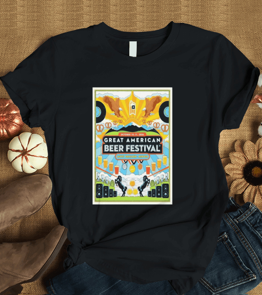 Great American Beer Festival October 10 11 2026 Levitt Pavilion Denver Eagles Pretzels Beer Music T-Shirt
