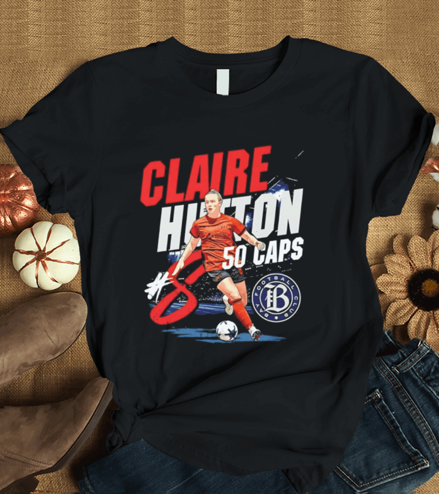 Claire Hutton Bay FC 50 Caps Number 8 Soccer Player T-Shirt