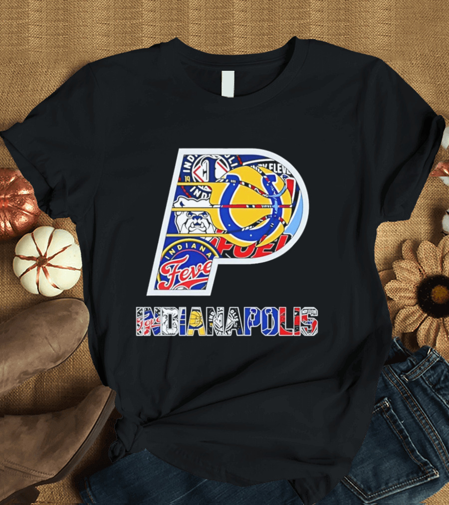 Indiana Pacers Indianapolis Fever Fuel Bulldogs Iconic Sports Collage T-Shirt