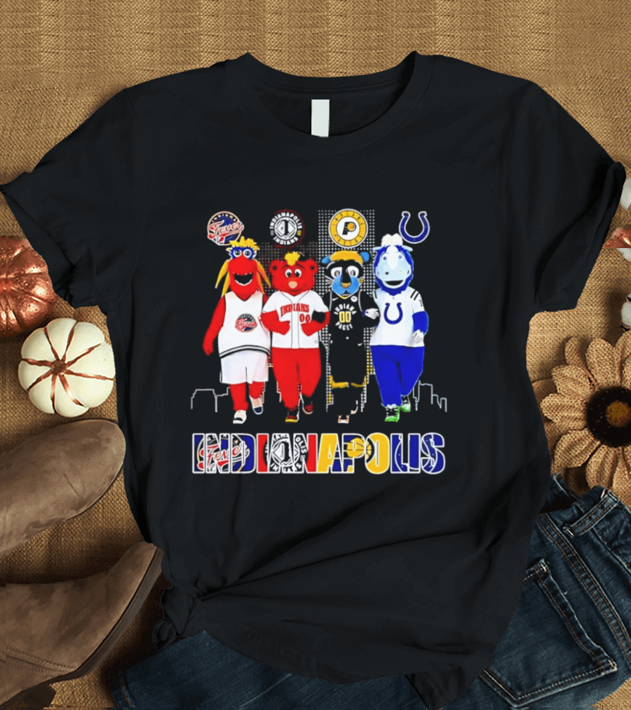 Indiana Fever Pacers Colts Indians Mascots Indianapolis T-Shirt