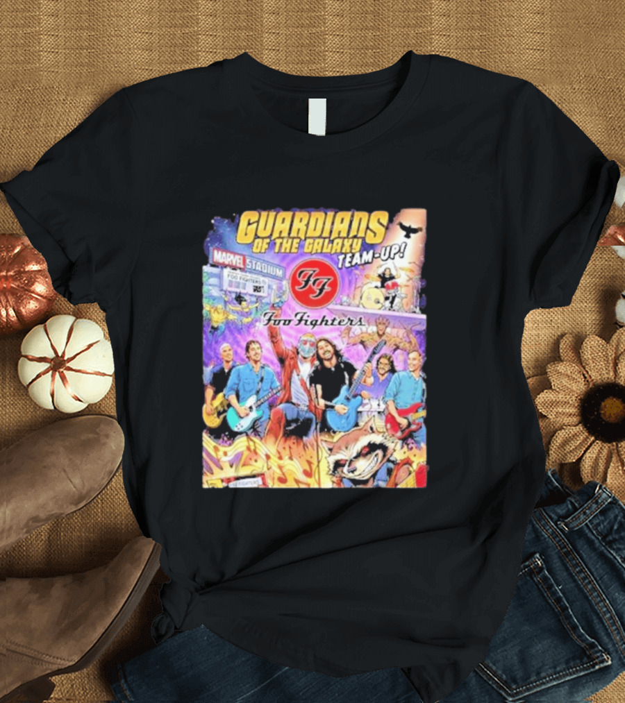 Guardians Of The Galaxy Team Up Foo Fighters Marvel Stadium Wayne Nichols T-Shirt