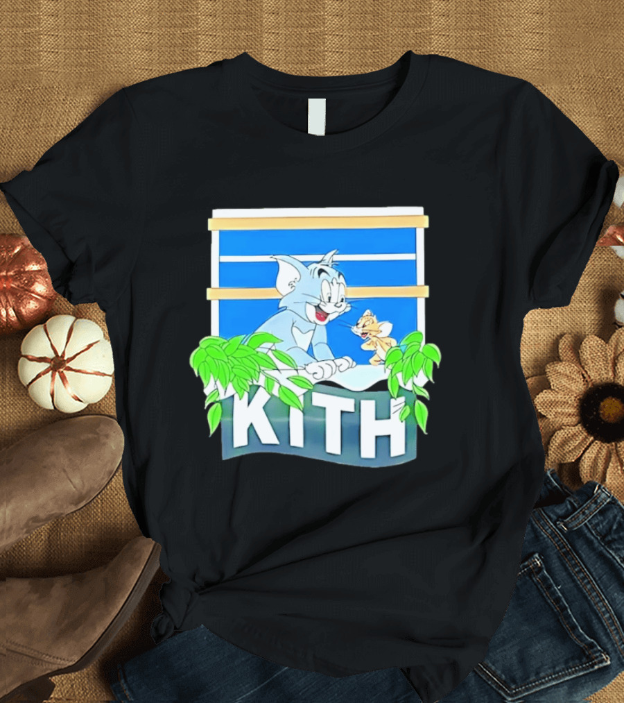 Kith Tom And Jerry Window Scene With Leaves T-Shirt