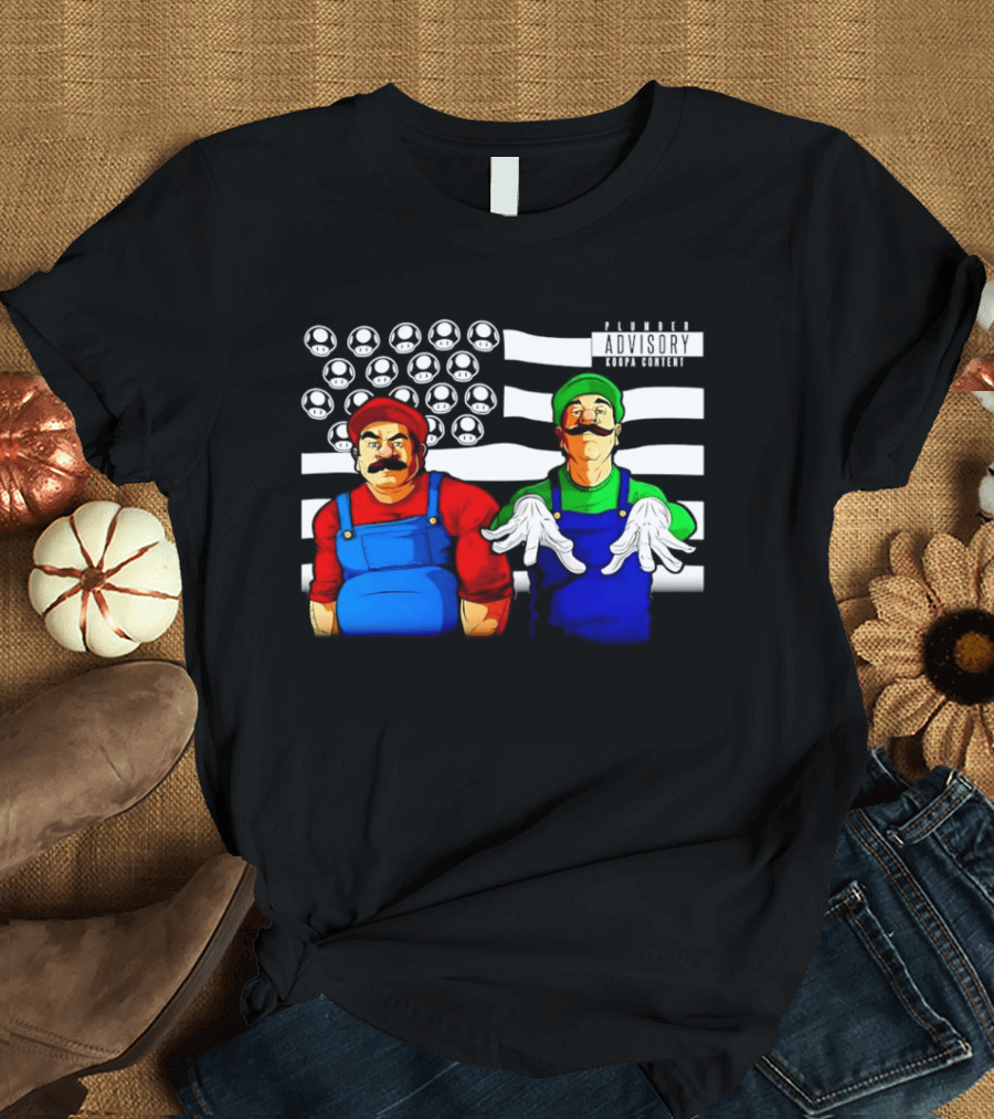 Mario Luigi Plumber Advisory Koopa Mushroom Flag T-Shirt