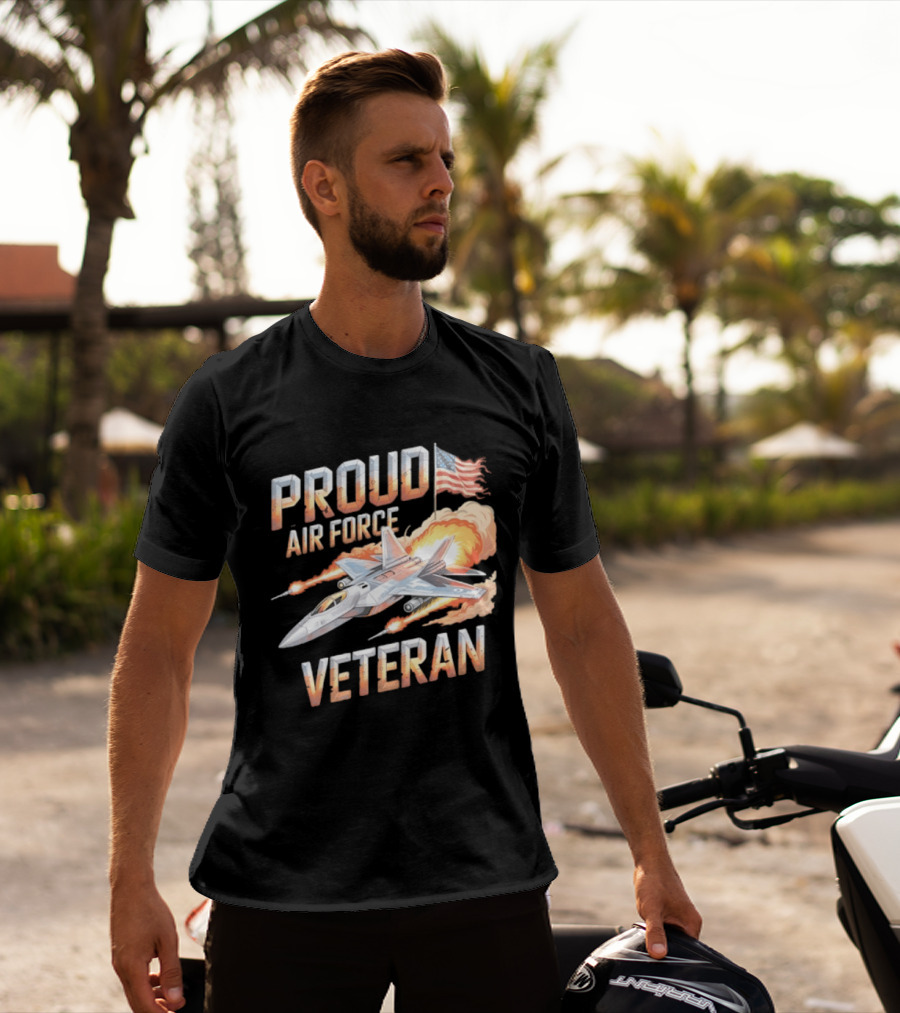 Proud Air Force Veteran F 22 Raptor America Flag T-Shirt