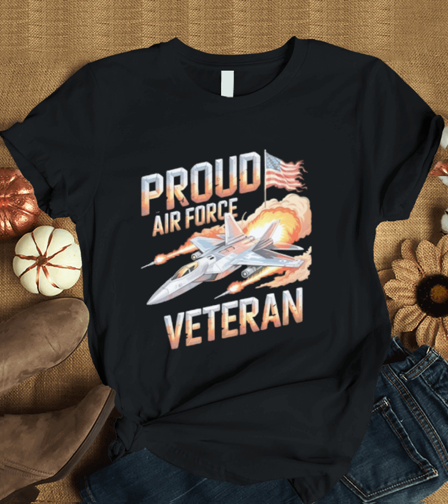Proud Air Force Veteran F 22 Raptor America Flag T-Shirt