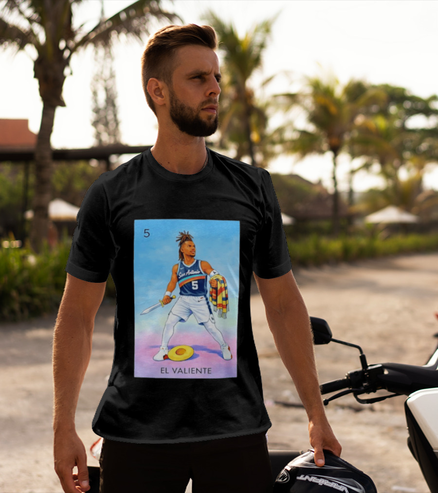 San Antonio Spurs El Valiente Stephon Castle Lotería Card T-Shirt