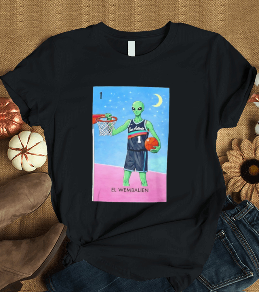 El Wembalien San Antonio Spurs Alien Basketball Number 1 Victor Wembanyama T-Shirt
