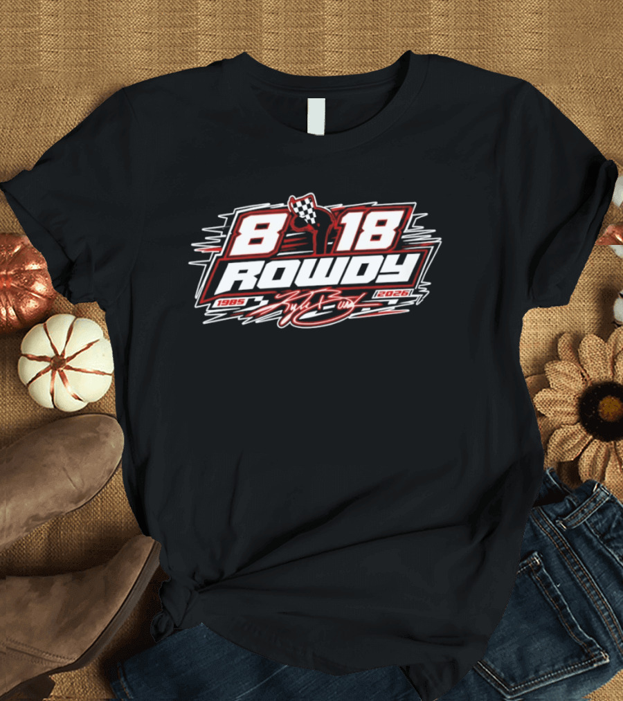 8 18 Rowdy Kyle Busch 1985 2026 Nascar Checkered Flag T-Shirt