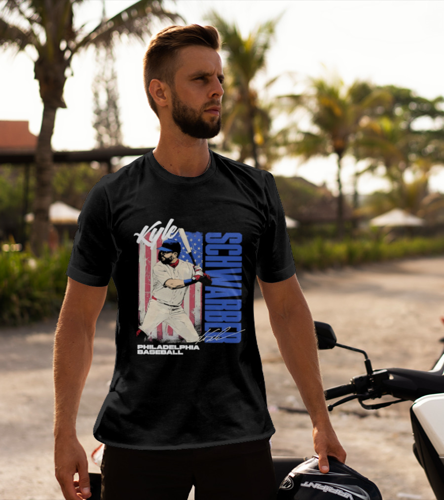 Kyle Schwarber American Flag Philadelphia Baseball T-Shirt