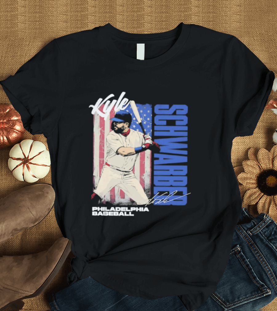Kyle Schwarber American Flag Philadelphia Baseball T-Shirt