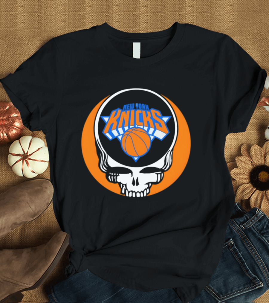 New York Knicks Grateful Dead Basketball Skull Logo Steal Your Face T-Shirt