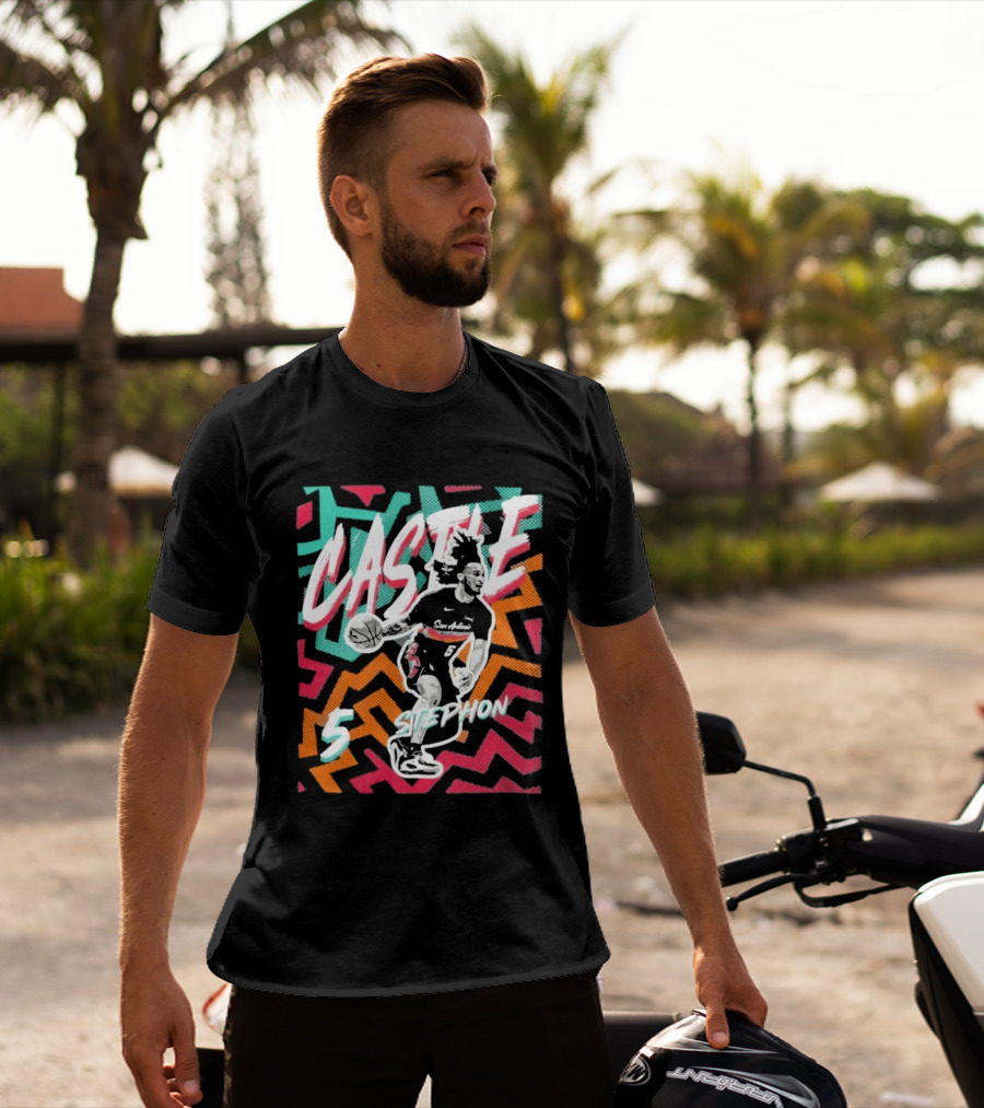 San Antonio Spurs 2026 NBA Stephon Castle Fiesta 5 T-Shirt