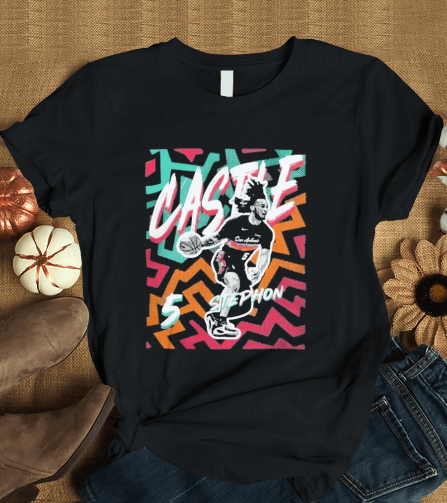 San Antonio Spurs 2026 NBA Stephon Castle Fiesta 5 T-Shirt