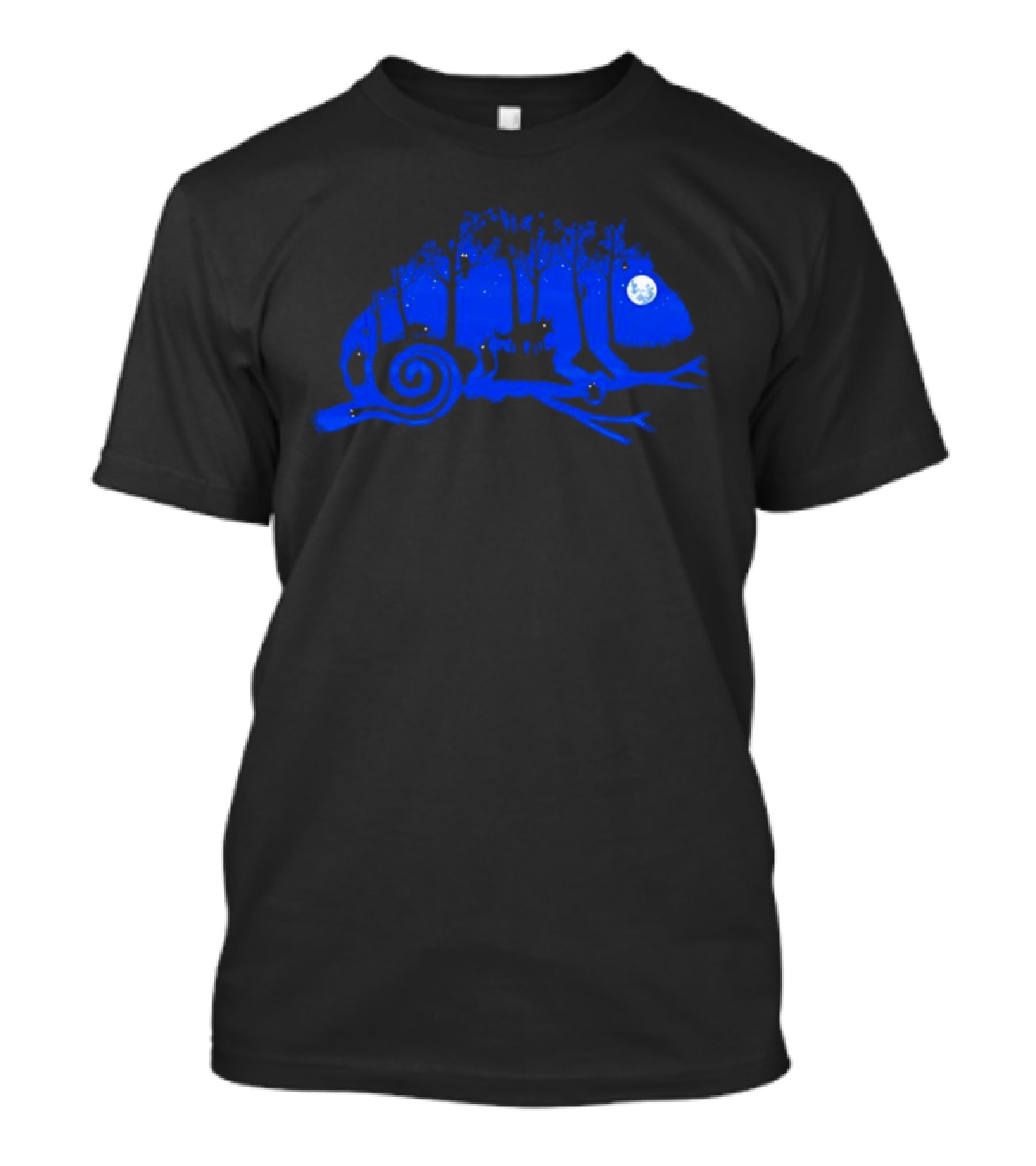 The Midnight Forest Chameleon Moonlit Night Sky T-Shirt