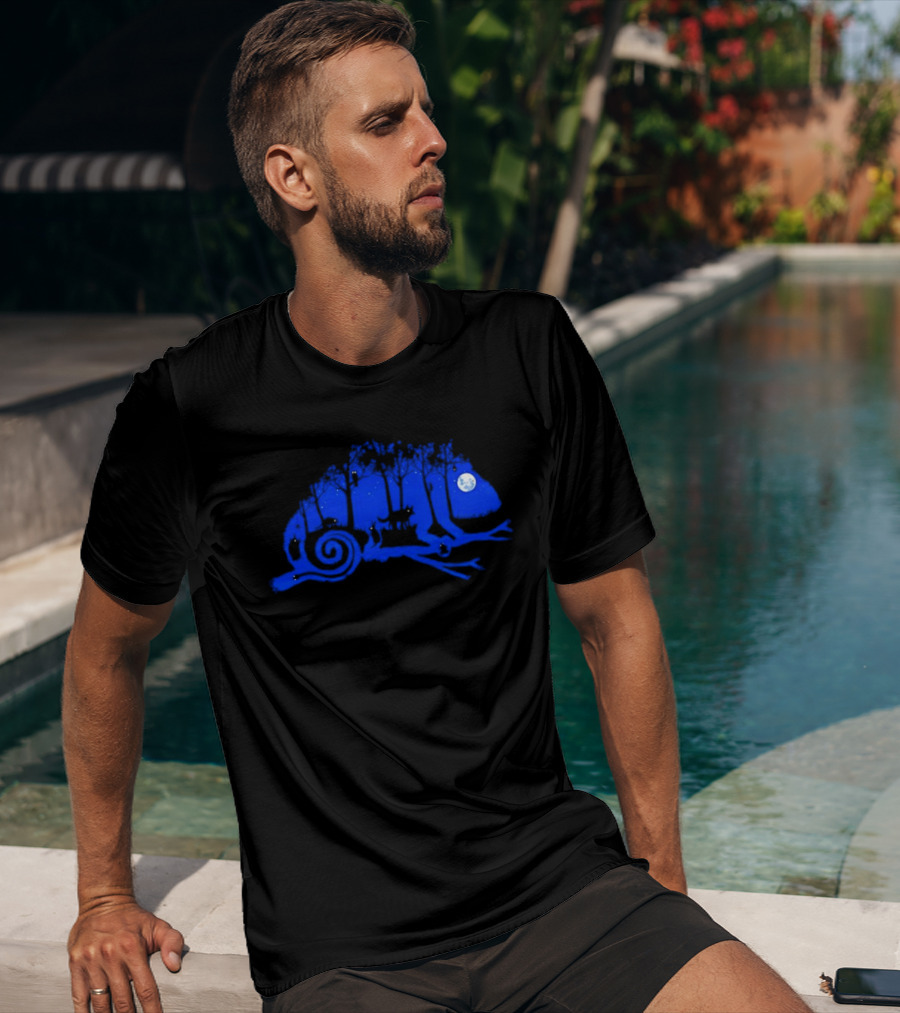 The Midnight Forest Chameleon Moonlit Night Sky T-Shirt