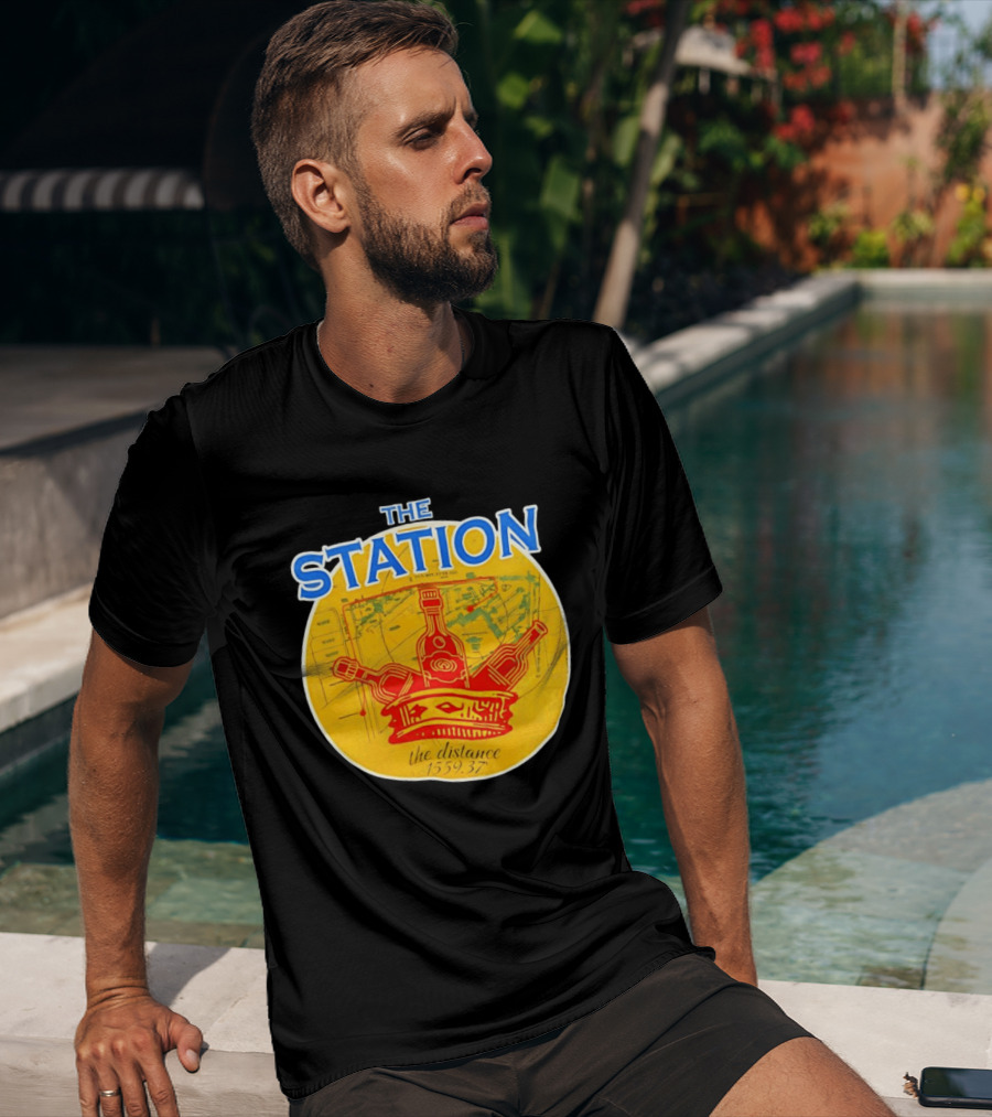 The Station The Distance 1559.37 Map And Bottles T-Shirt