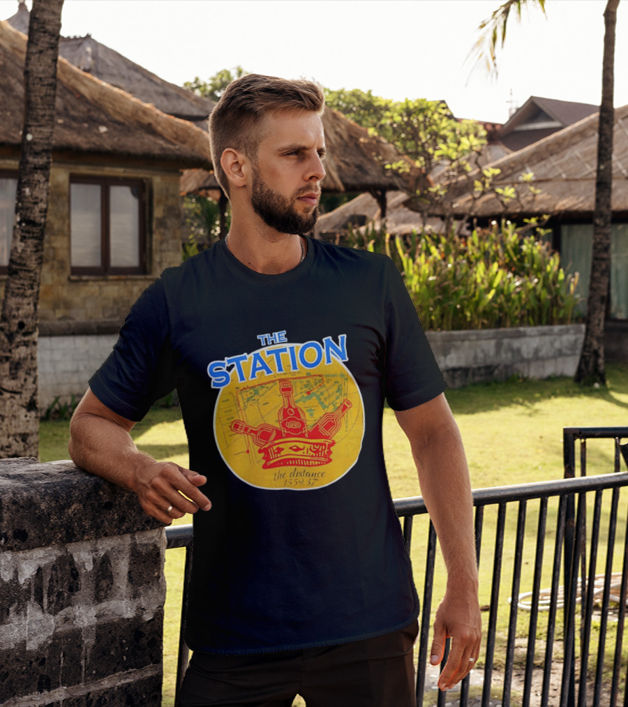 The Station The Distance 1559.37 Map And Bottles T-Shirt