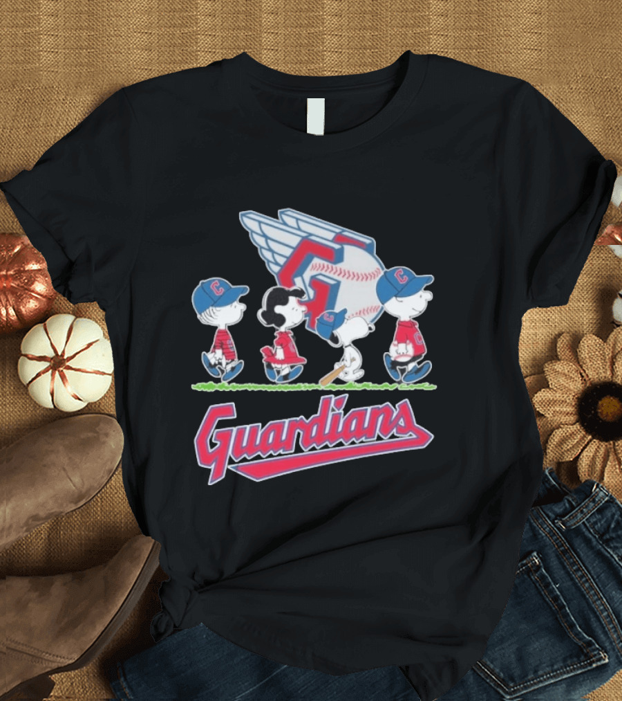 2026 Guardians Peanuts Characters Walking Abbey Road Baseball T-Shirt