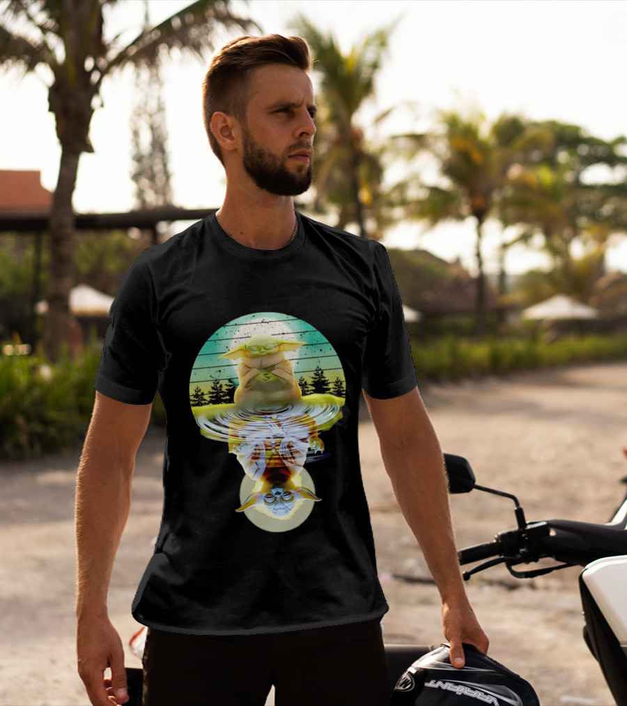 Baby Yoda Star Wars Meditation Forest Reflection Ripples T-Shirt