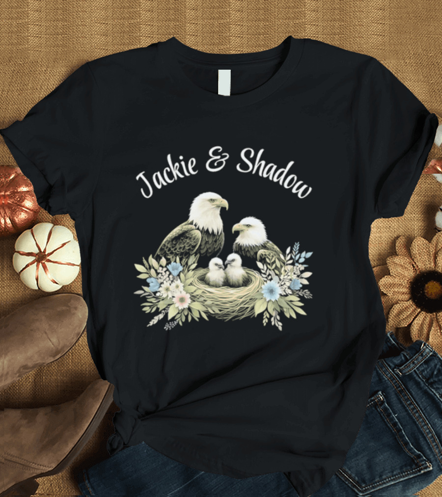 Jackie & Shadow Eagles With Nest And Flowers T-Shirt
