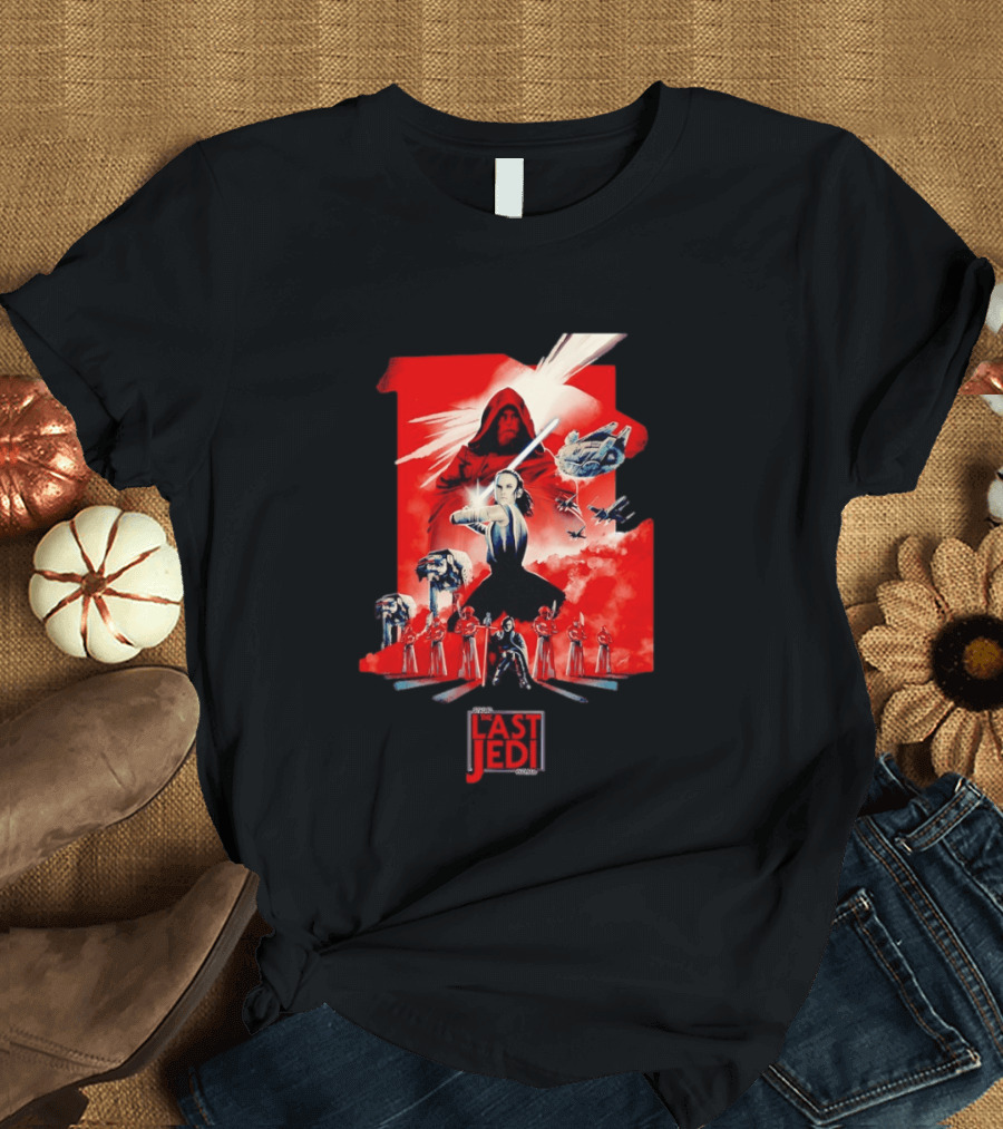 Luke Skywalker Rey Kylo Ren Millennium Falcon X Wing The Last Jedi T-Shirt