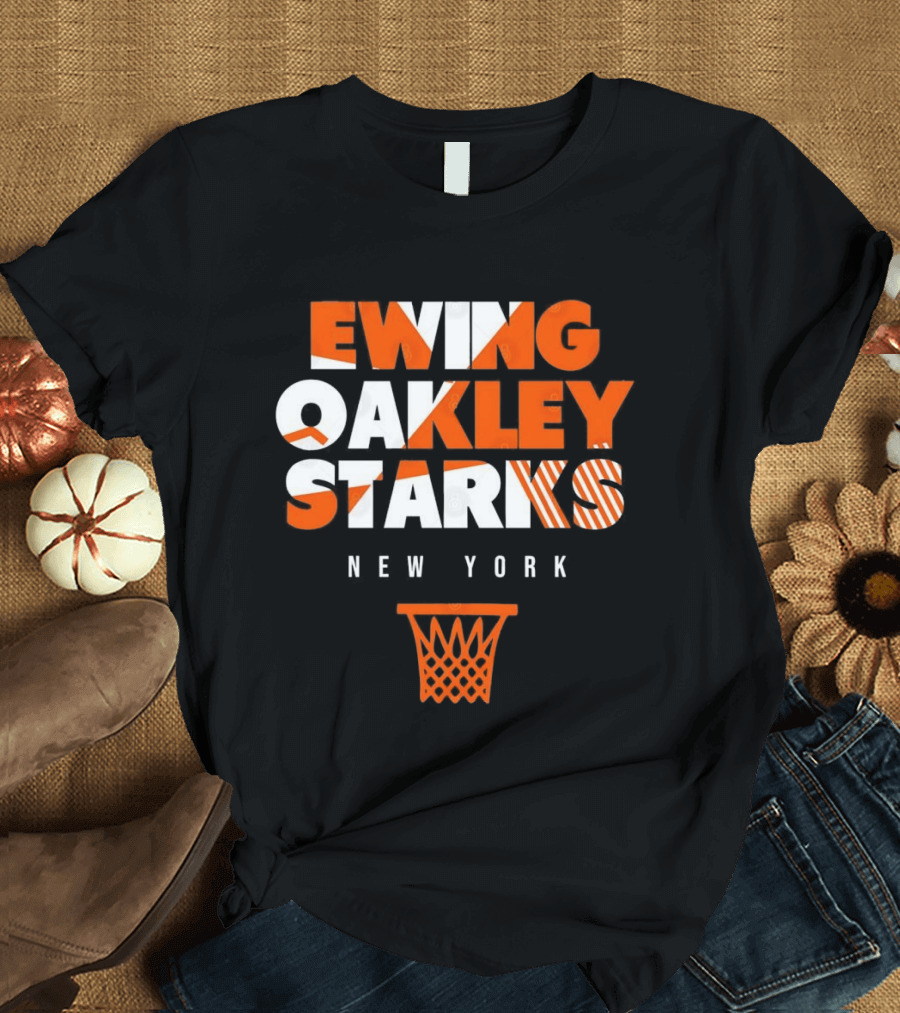 Ewing Oakley Starks New York Knicks Basketball Legends 90s Hoop T-Shirt