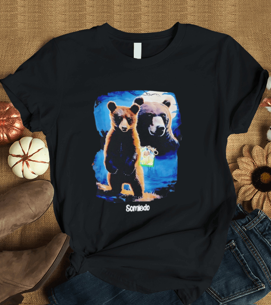 Somiedo Bears Cub Wildlife Art Blue T-Shirt