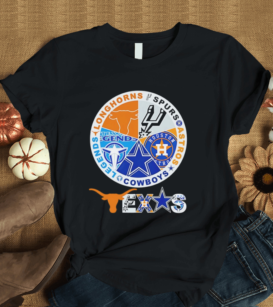 Texas Longhorns Spurs Astros Cowboys Legends Pride T-Shirt