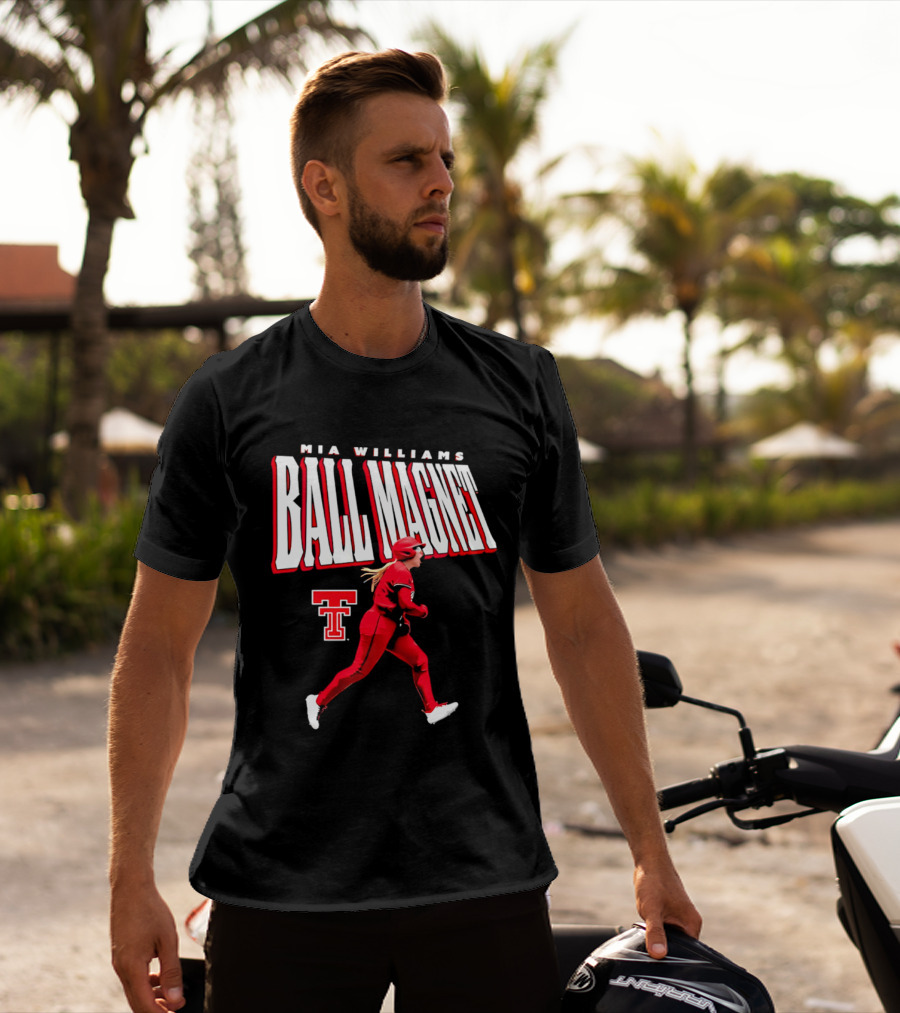 Mia Williams Ball Magnet Texas Tech Logo Running Player T-Shirt