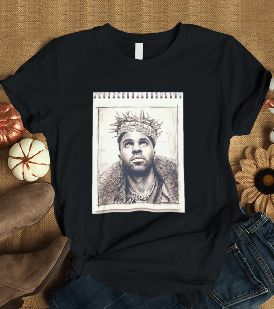 The Big Jason Derulo Sketchbook Crown Fur Chain T-Shirt