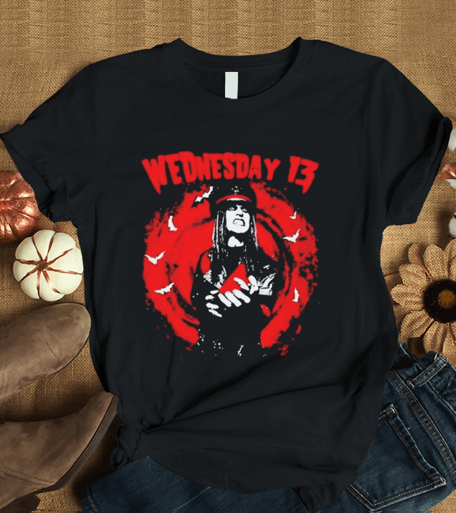 Wednesday 13 Devil Made Me Do It Horror Gothic Bats T-Shirt