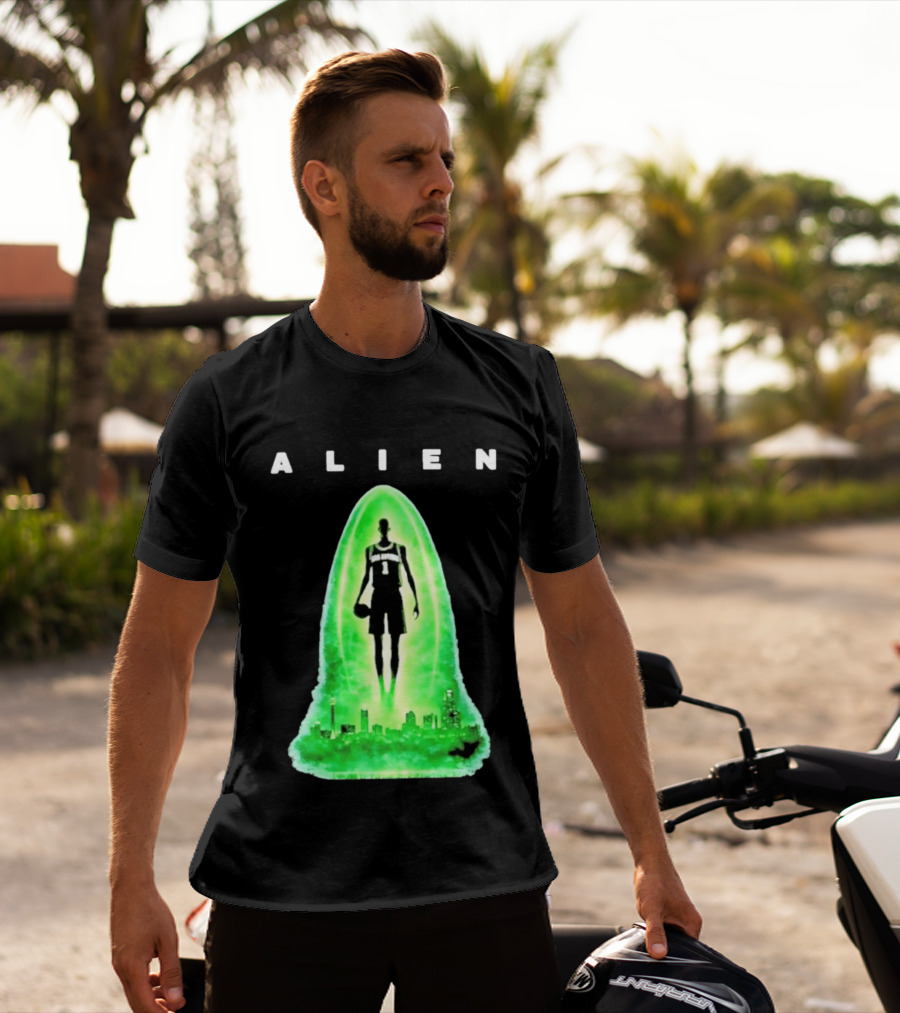 Alien Wemby San Antonio Alien Basketball Cityscape T-Shirt
