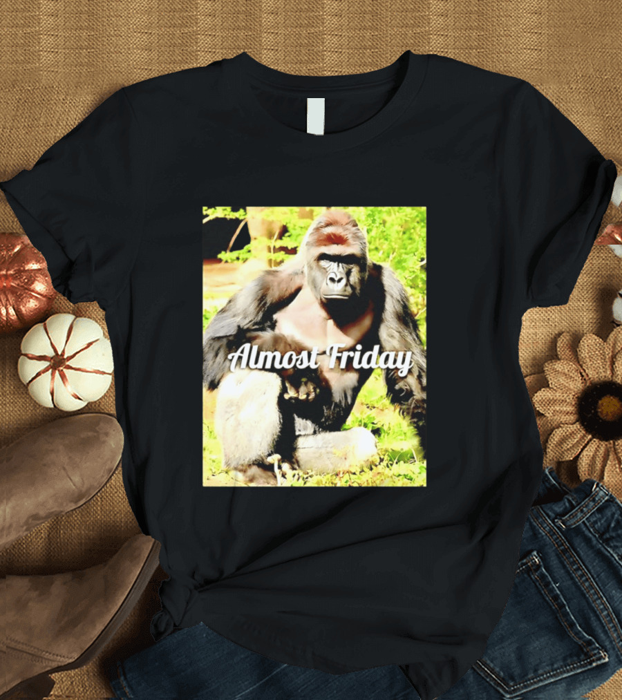 Almost Friday Gorilla Relaxing In Nature T-Shirt