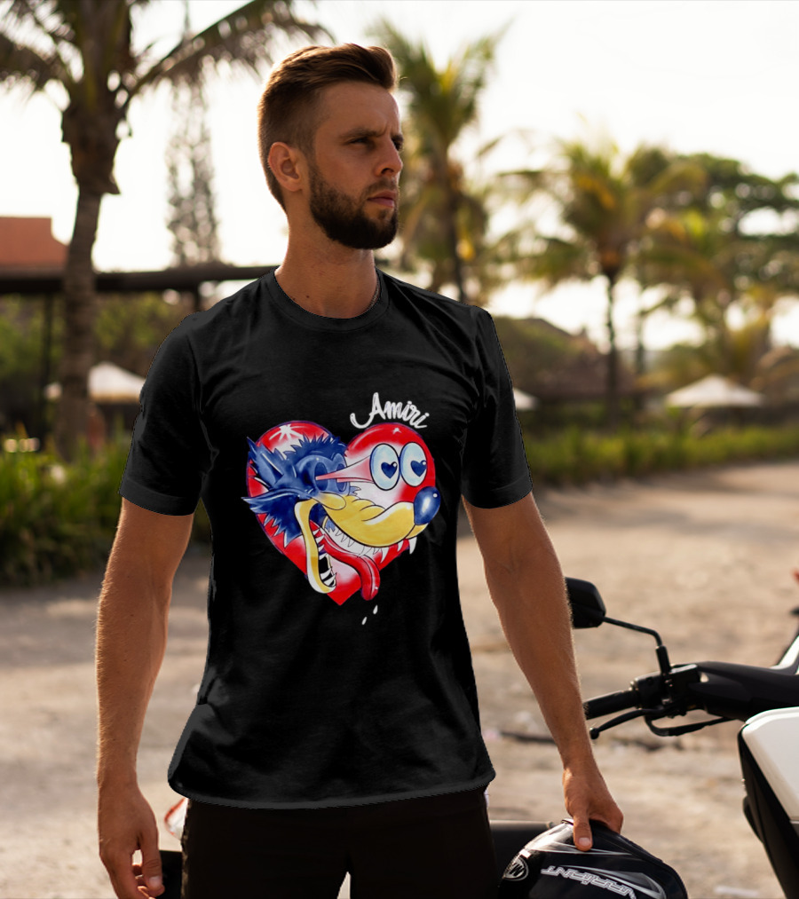 Heart Wolf Amiri Iconic Pop Art Style Fusion T-Shirt