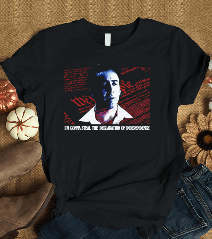 Nicolas Cage I'm Gonna Steal The Declaration Of Independence Face Red White Blue T-Shirt