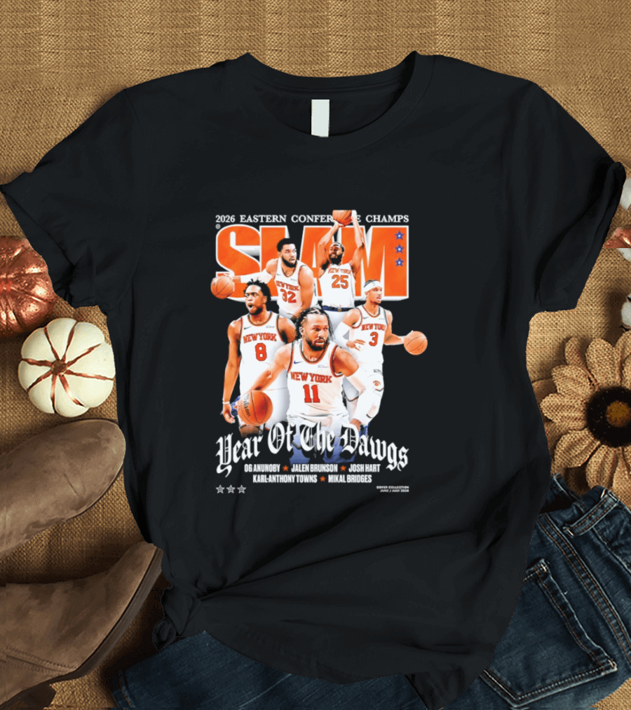 2023 Eastern Conference Champs New York Knicks SLAM Year Of The Dawgs Jalen Brunson Josh Hart Karl Anthony Towns T-Shirt
