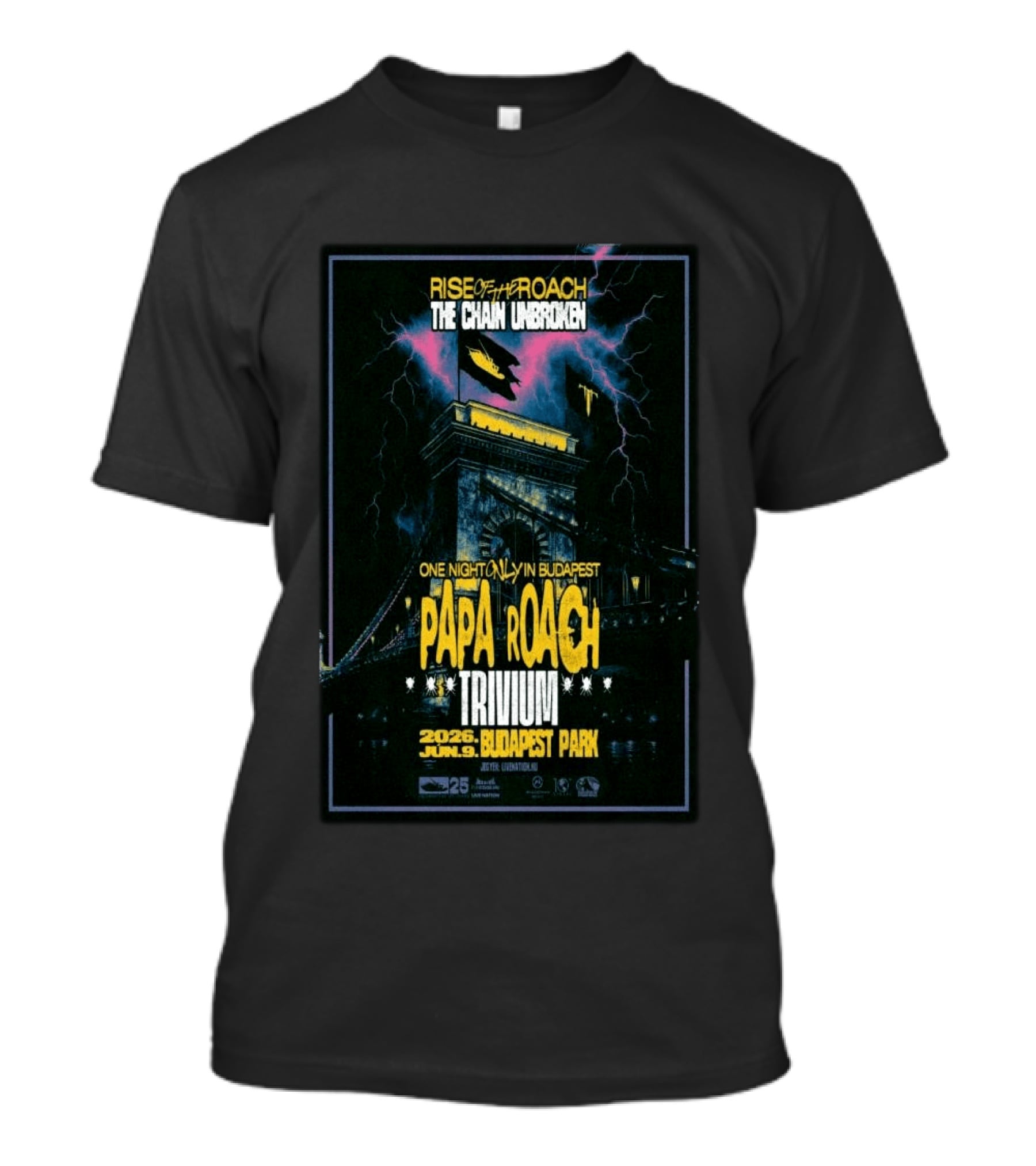 Papa Roach Trivium Live Budapest Park June 09 2026 The Chain Unbroken Concert T-Shirt