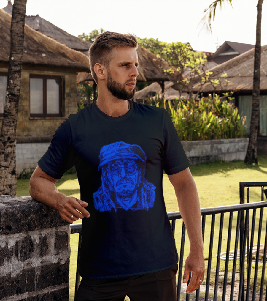 Keith Morris Blue Illustration Iconic Cap And Glasses T-Shirt