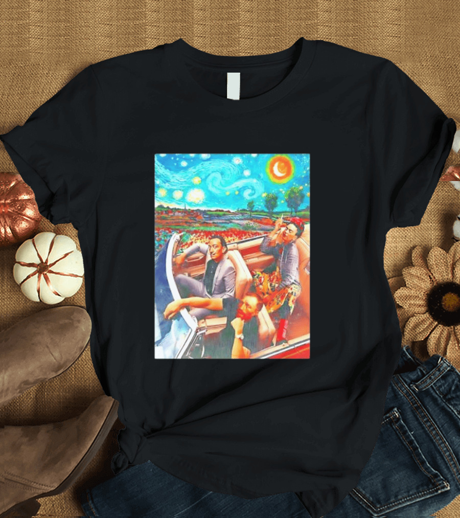 Salvador Dalí Frida Kahlo Vincent Van Gogh Starry Night Road Trip T-Shirt
