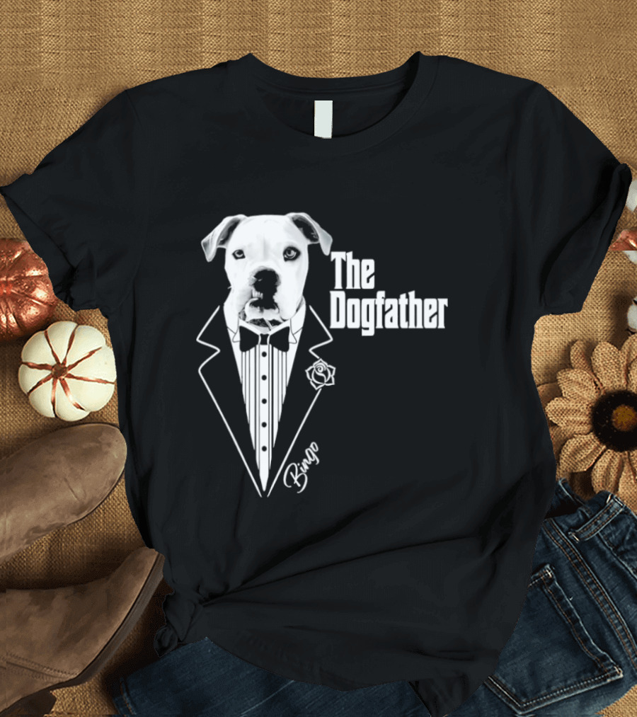The Dogfather Bingo Tuxedo Bow Tie Rose Godfather Movie Pet Owner T-Shirt