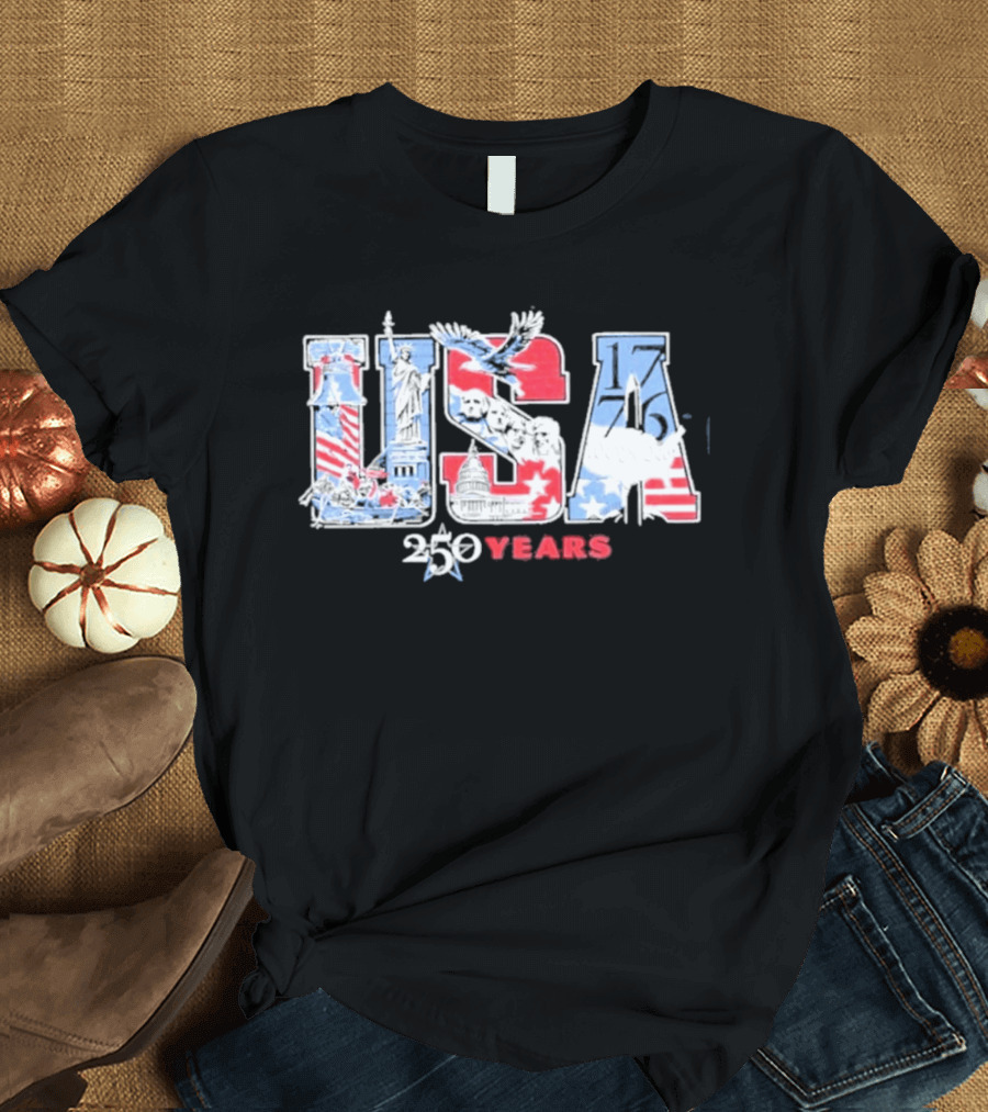 USA 250 Years 1776 2026 American Flag Liberty Eagle T-Shirt