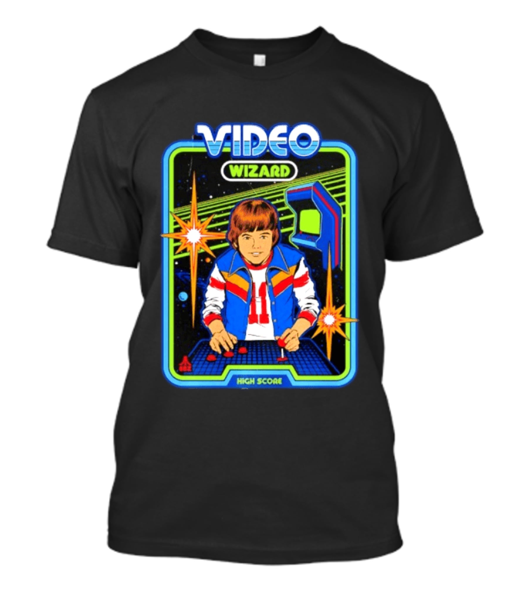 Video Wizard High Score Classic Nerds Vintage Arcade T-Shirt