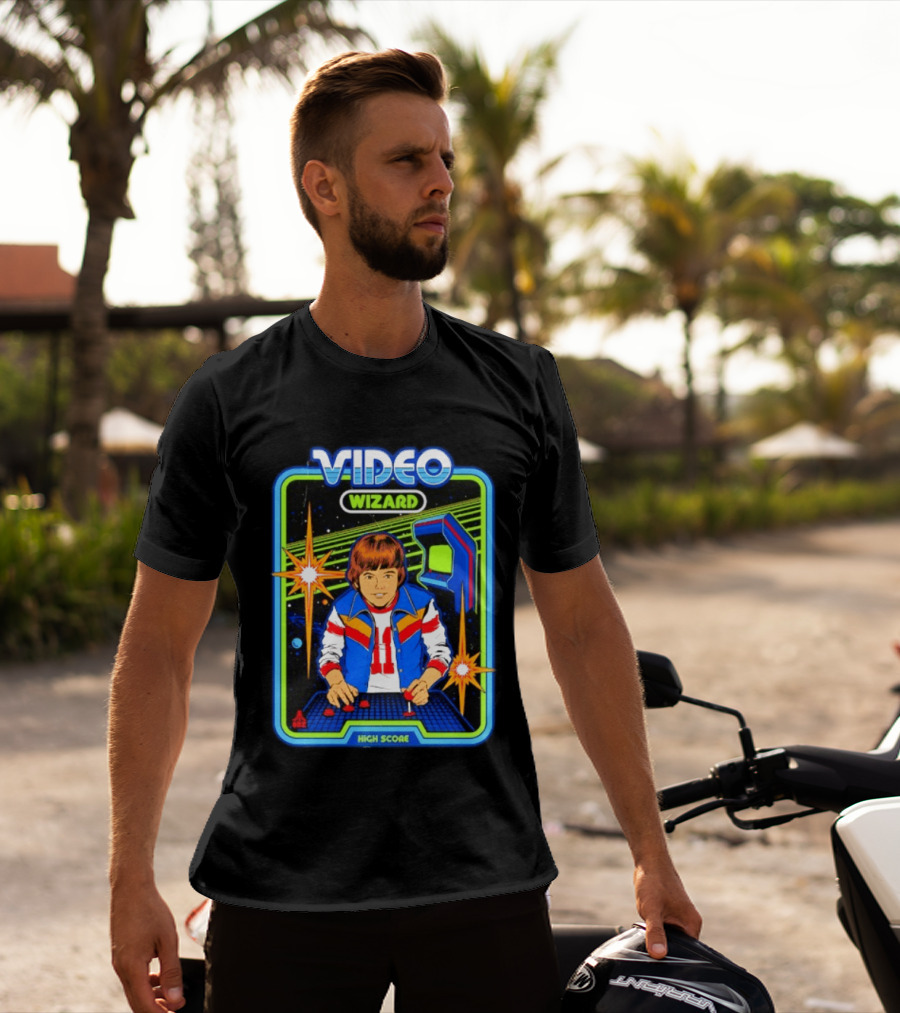Video Wizard High Score Classic Nerds Vintage Arcade T-Shirt