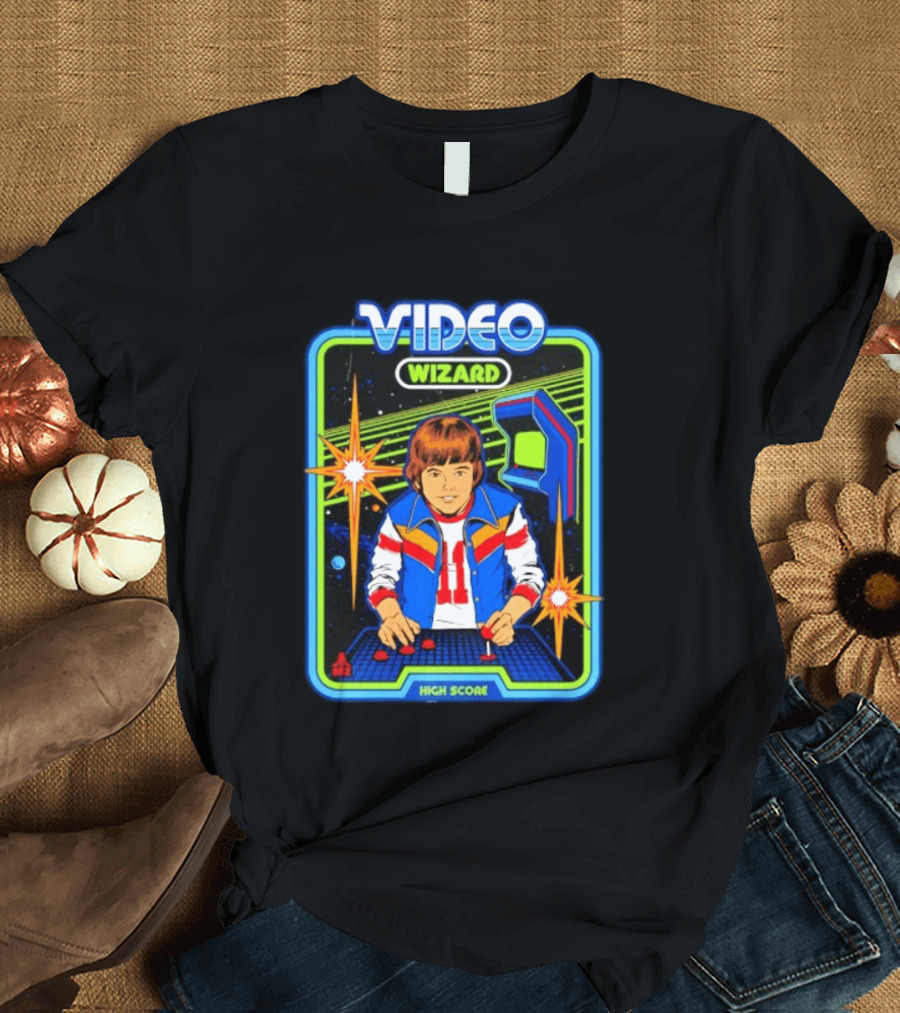 Video Wizard High Score Classic Nerds Vintage Arcade T-Shirt